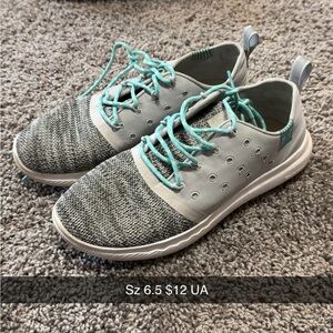 Gray and Teal Athletic Shoes